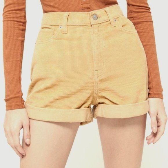 BDG Urban Outfitters Mustard Yellow/Tan Corduroy High-Rise Mom Shorts Size 25 - Picture 1 of 13